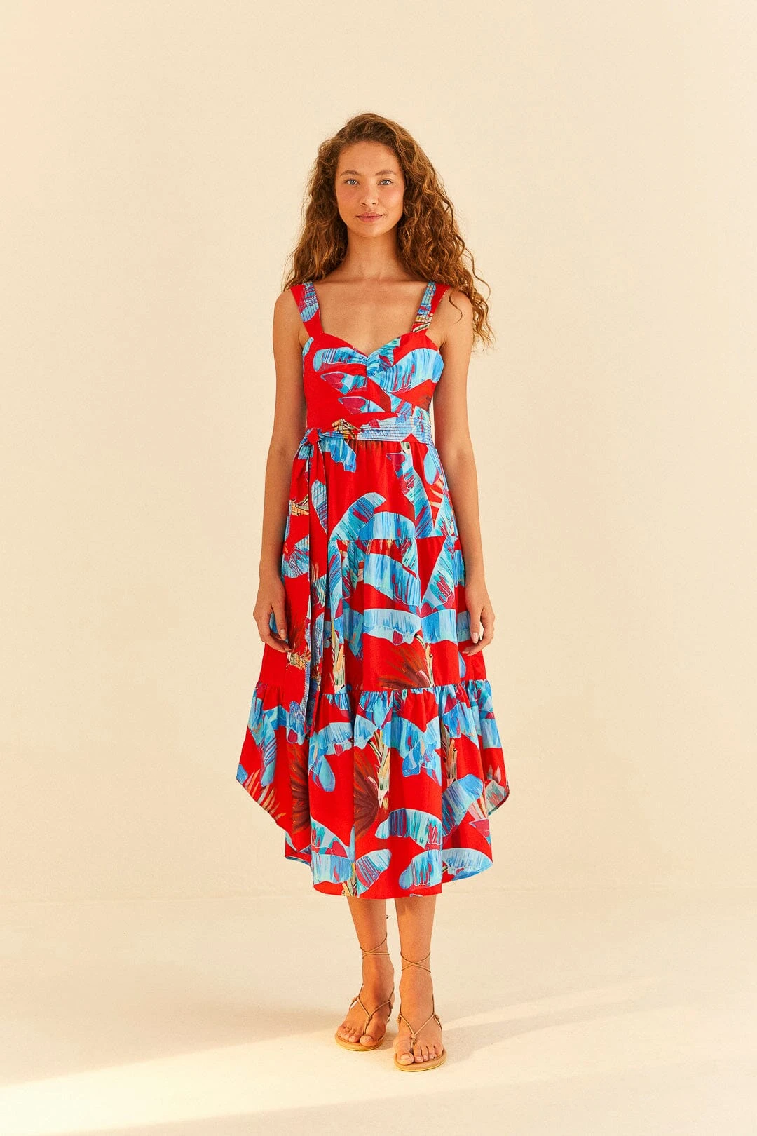Farm Rio Red Sweet Jungle Midi Dress 2 Farm Rio Red Sweet Jungle Midi Dress - Image 2
