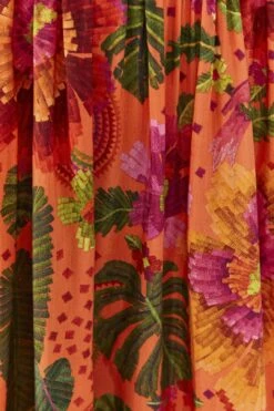 Farm Rio Orange Blooming Garden Midi Dress 10 Farm Rio Orange Blooming Garden Midi Dress -Farm Rio 306092 05
