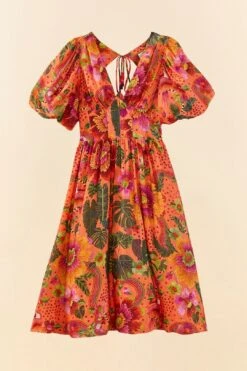 Farm Rio Orange Blooming Garden Midi Dress 11 Farm Rio Orange Blooming Garden Midi Dress -Farm Rio 306092 06