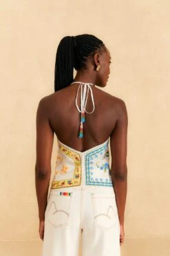 Farm Rio Grandma Gift Embroidered Halter Blouse -Farm Rio 306113 04