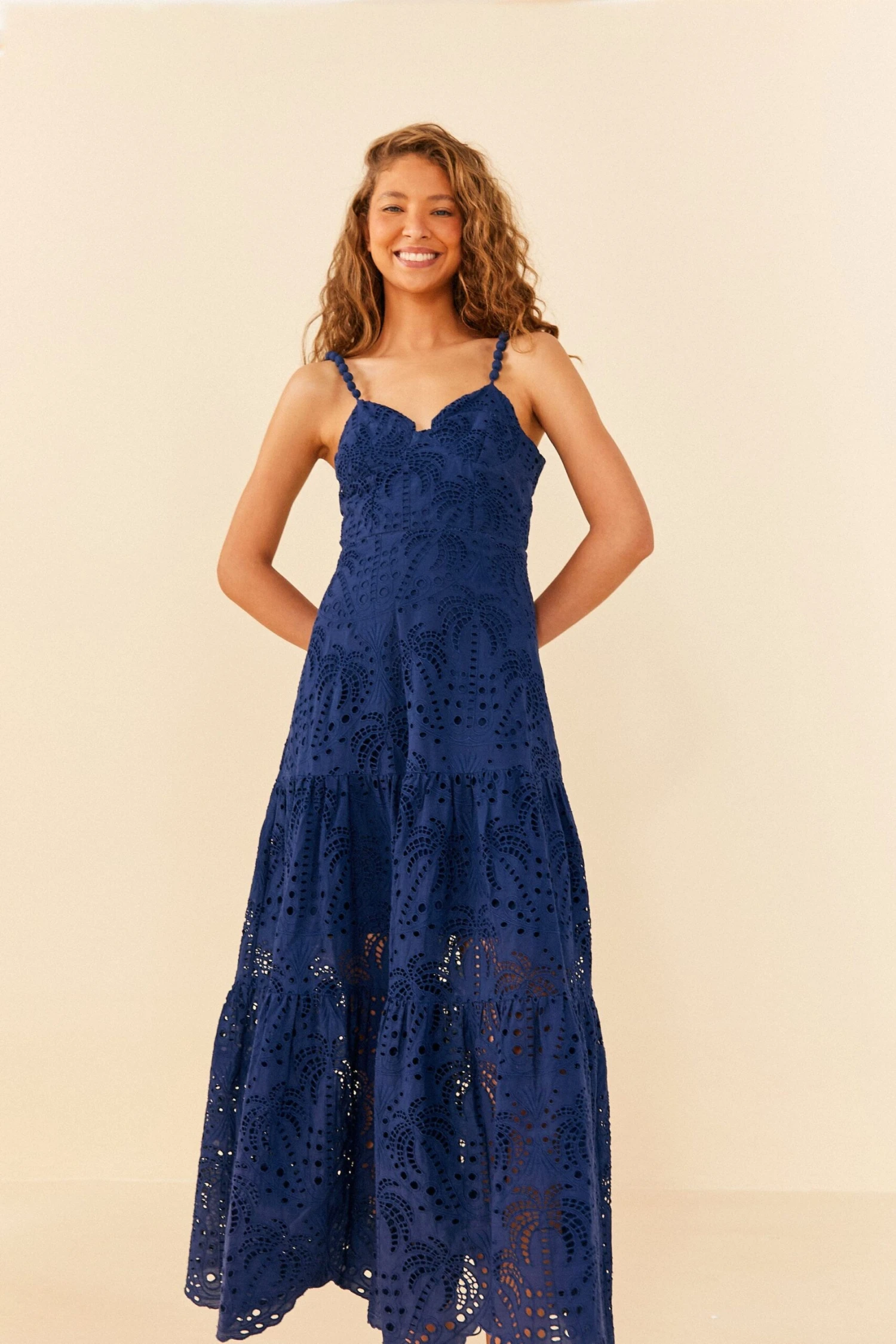 Deep Blue Palm Tree Richelieu Midi Dress 4 Deep Blue Palm Tree Richelieu Midi Dress - Image 4