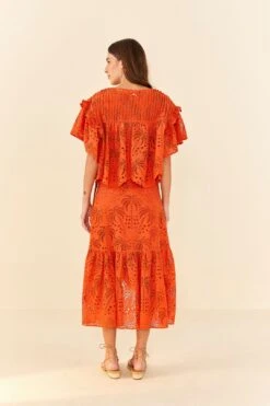Farm Rio Orange Palm Tree Richelieu Blouse 9 Farm Rio Orange Palm Tree Richelieu Blouse -Farm Rio 306123 04
