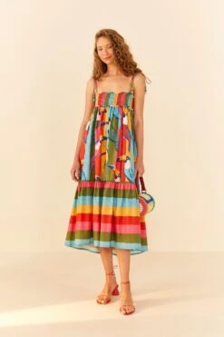 Farm Rio Wonderful Toucans Organic Cotton Midi Dress