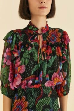 Farm Rio Black Blooming Garden Mini Dress -Farm Rio 306153 03