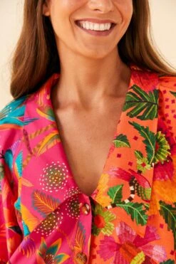 Farm Rio Mixed Warm Prints Organic Cotton Mini Dress 8 Farm Rio Mixed Warm Prints Organic Cotton Mini Dress -Farm Rio 306155 03