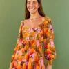 Farm Rio Lilac Mango Macaws Mini Dress