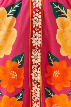 Farm Rio Pink Flower Tapestry Midi Dress -Farm Rio 306173 05