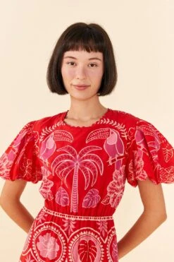Farm Rio Red Summer Sunrise Midi Dress -Farm Rio 306178 02