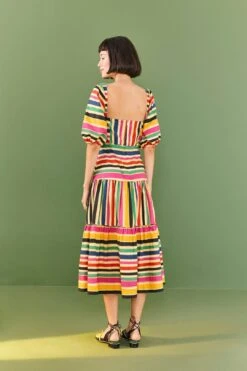 Farm Rio Rainbow Stripes Midi Dress 9 Farm Rio Rainbow Stripes Midi Dress -Farm Rio 306188 04