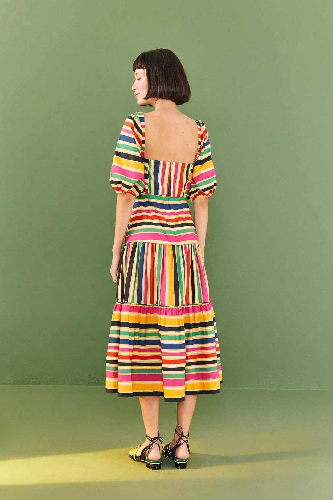 Farm Rio Rainbow Stripes Midi Dress 4 Farm Rio Rainbow Stripes Midi Dress - Image 4