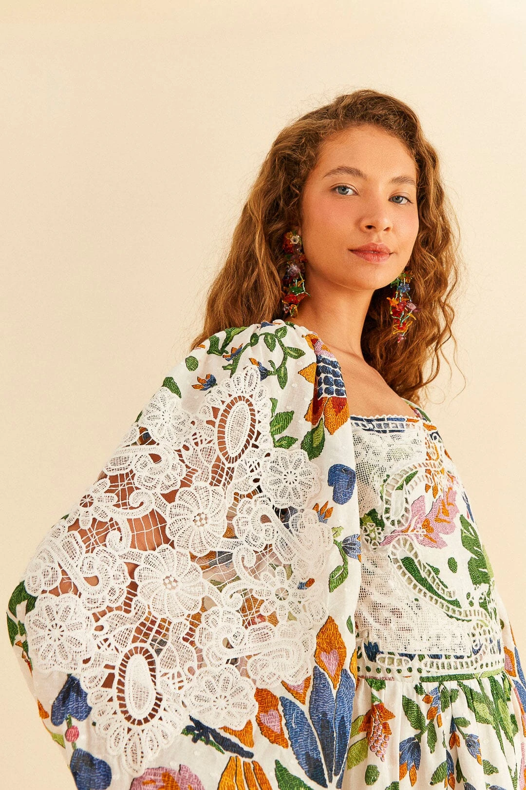 Farm Rio White Summer Garden Midi Dress 3 Farm Rio White Summer Garden Midi Dress - Image 3