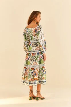 Farm Rio White Summer Garden Midi Dress 8 Farm Rio White Summer Garden Midi Dress -Farm Rio 306202 04