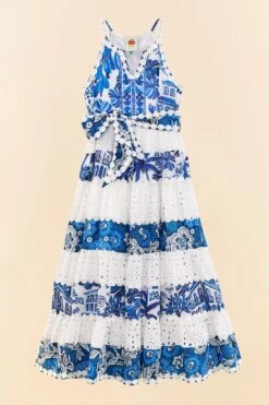 Farm Rio Mixed White And Blue Prints Maxi Dress 9 Farm Rio Mixed White And Blue Prints Maxi Dress -Farm Rio 306205 05