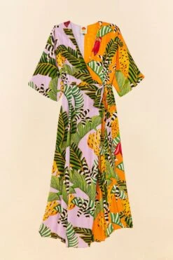 Mixed Striped Bananas Maxi Wrap Dress -Farm Rio 306207 06