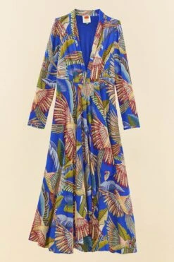 Farm Rio Blue Macaw Flight Maxi Dress 9 Farm Rio Blue Macaw Flight Maxi Dress -Farm Rio 306211 05