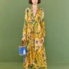 Farm Rio Yellow Summer Garden Maxi Dress