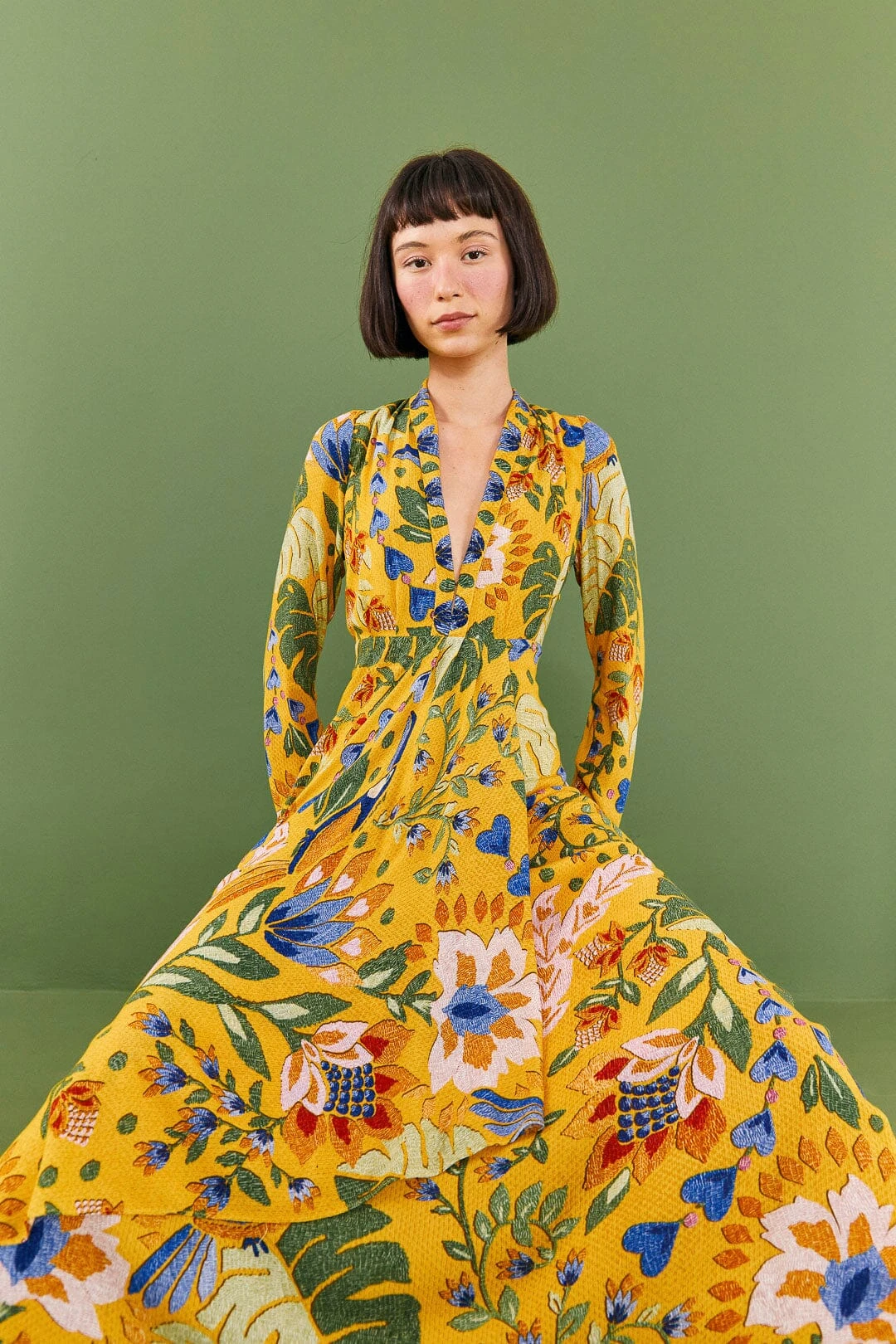 Farm Rio Yellow Summer Garden Maxi Dress 2 Farm Rio Yellow Summer Garden Maxi Dress - Image 2