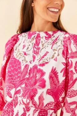 Farm Rio Pink Tropical Woodcut Mini Dress 7 Farm Rio Pink Tropical Woodcut Mini Dress -Farm Rio 306220 02