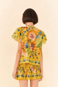 Farm Rio Yellow Summer Garden Blouse 9 Farm Rio Yellow Summer Garden Blouse -Farm Rio 306228 04
