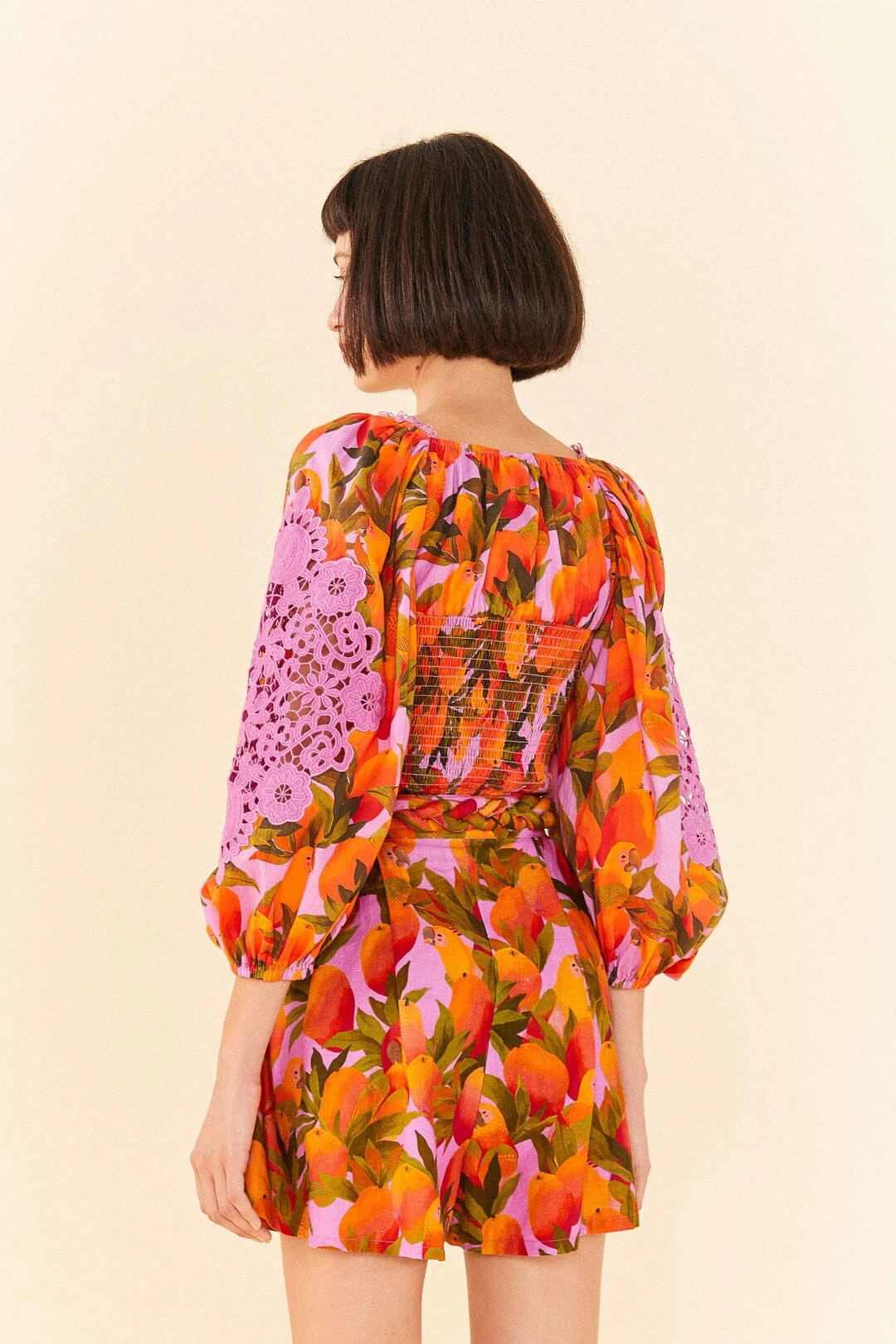 Farm Rio Lilac Mango Macaws Blouse 4 Farm Rio Lilac Mango Macaws Blouse - Image 4