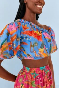 Farm Rio Blue Macaw Party Blouse 8 Farm Rio Blue Macaw Party Blouse -Farm Rio 306238 03