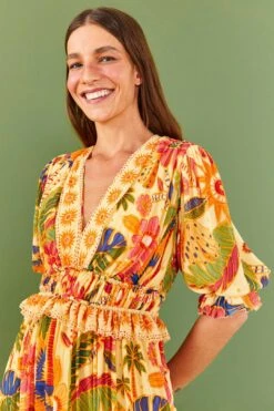 Farm Rio Yellow Rio Tapestry Maxi Dress 8 Farm Rio Yellow Rio Tapestry Maxi Dress -Farm Rio 306240 03