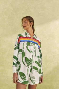 Farm Rio Off-White Rainbow Toucans Romper
