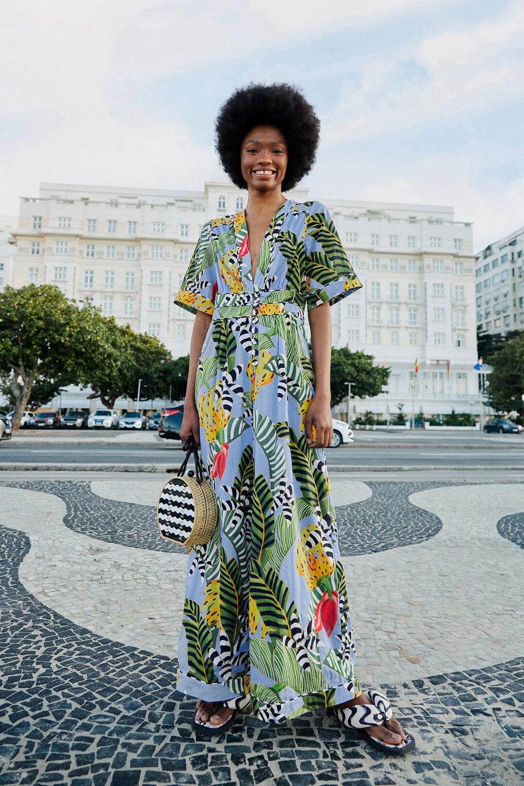 Farm Rio Blue Striped Bananas Jumpsuit 1 Farm Rio Blue Striped Bananas Jumpsuit