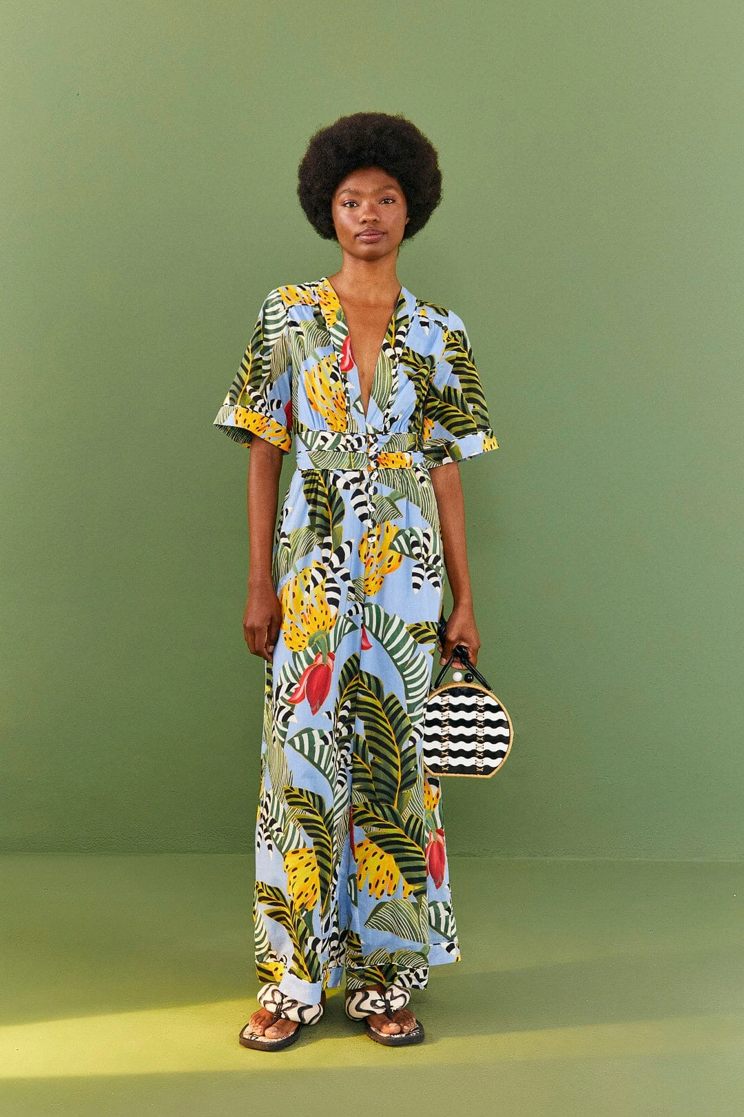 Farm Rio Blue Striped Bananas Jumpsuit 2 Farm Rio Blue Striped Bananas Jumpsuit - Image 2