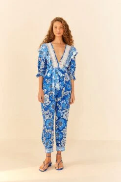 Farm Rio Blue Full Of Flowers Jumpsuit -Farm Rio 306264 03