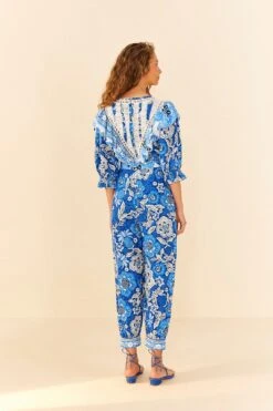 Farm Rio Blue Full Of Flowers Jumpsuit -Farm Rio 306264 04