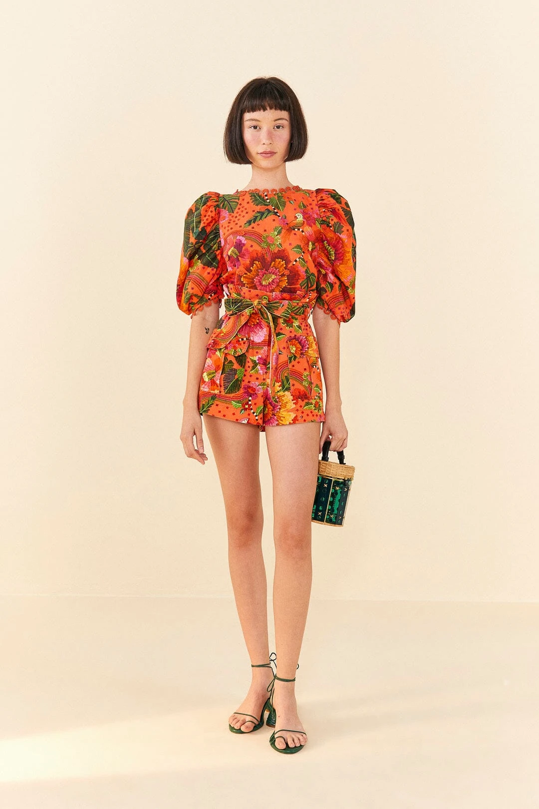 Farm Rio Orange Blooming Garden Shorts 2 Farm Rio Orange Blooming Garden Shorts - Image 2