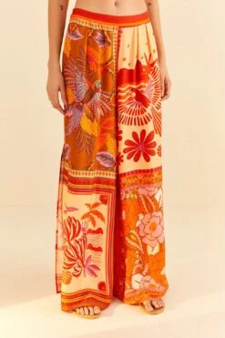 Farm Rio Forest Mixed Scarves Lenzing™ Ecovero™ Viscose Pants -Farm Rio 306279 03