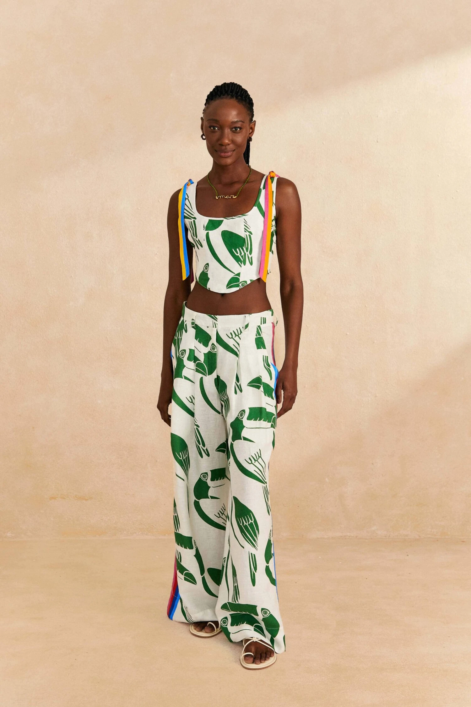 Farm Rio Off-White Rainbow Toucans Crop Top 2 Farm Rio Off-White Rainbow Toucans Crop Top - Image 2