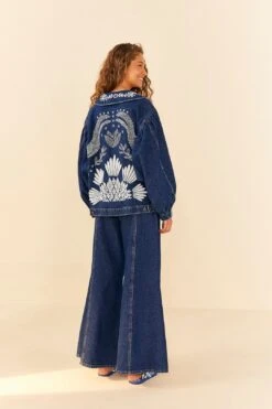 Farm Rio Jungle Flow Embroidered Denim Jacket -Farm Rio 306311 04