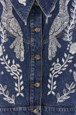 Farm Rio Jungle Flow Embroidered Denim Jacket -Farm Rio 306311 05
