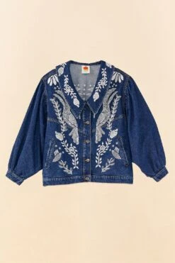 Farm Rio Jungle Flow Embroidered Denim Jacket -Farm Rio 306311 06