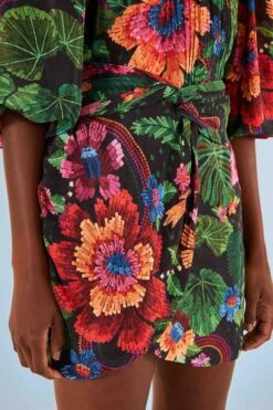 Farm Rio Black Blooming Garden Mini Skirt -Farm Rio 306313 03