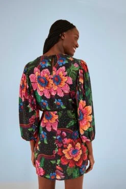 Farm Rio Black Blooming Garden Mini Skirt -Farm Rio 306313 04