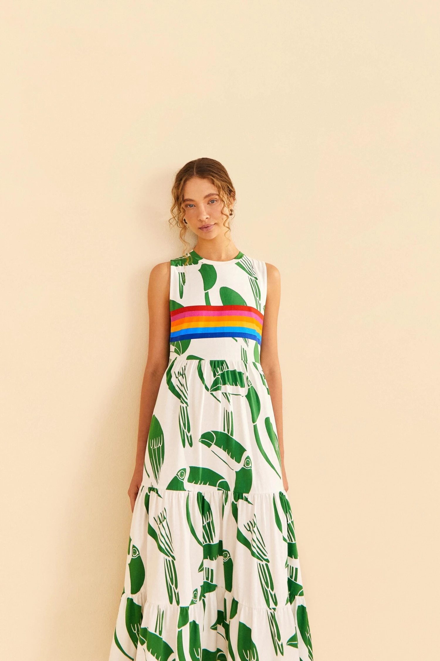 Farm Rio Off-White Rainbow Toucans Organic Cotton Maxi Dress 1 Farm Rio Off-White Rainbow Toucans Organic Cotton Maxi Dress