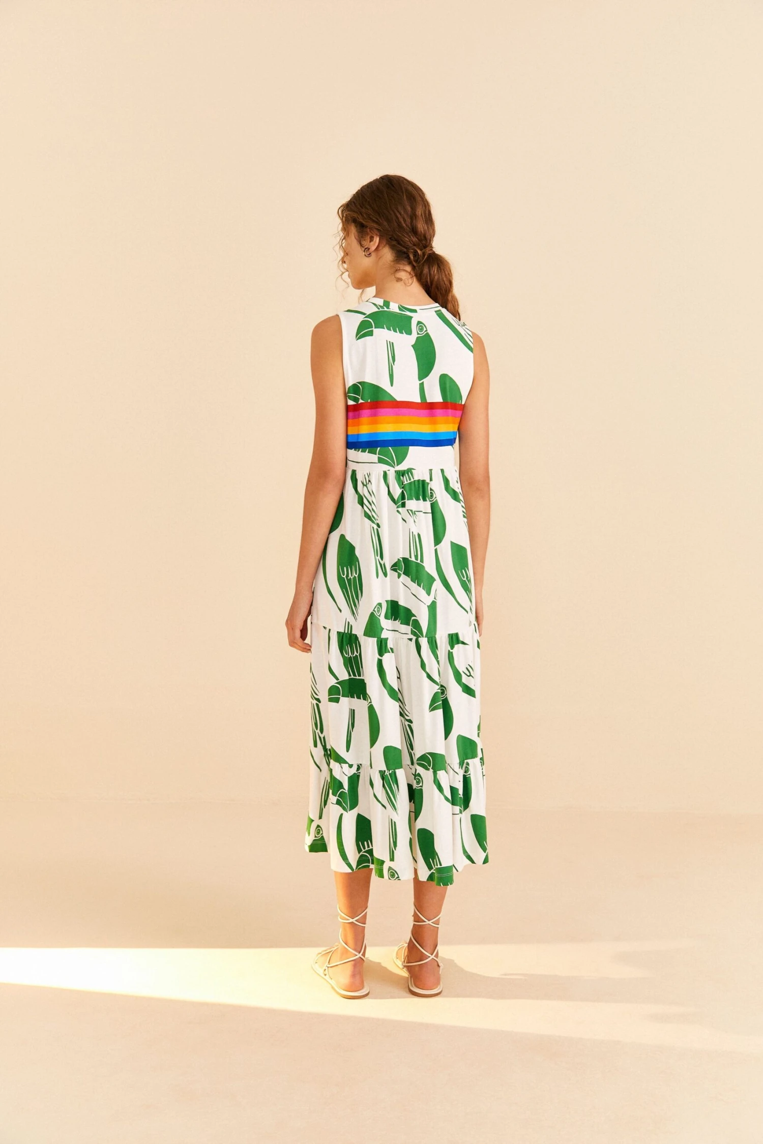 Farm Rio Off-White Rainbow Toucans Organic Cotton Maxi Dress 4 Farm Rio Off-White Rainbow Toucans Organic Cotton Maxi Dress - Image 4