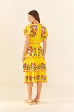 Farm Rio Yellow Embroidered Richelieu Midi Dress 7 Farm Rio Yellow Embroidered Richelieu Midi Dress -Farm Rio 306329 03