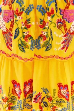 Farm Rio Yellow Embroidered Richelieu Midi Dress 8 Farm Rio Yellow Embroidered Richelieu Midi Dress -Farm Rio 306329 04