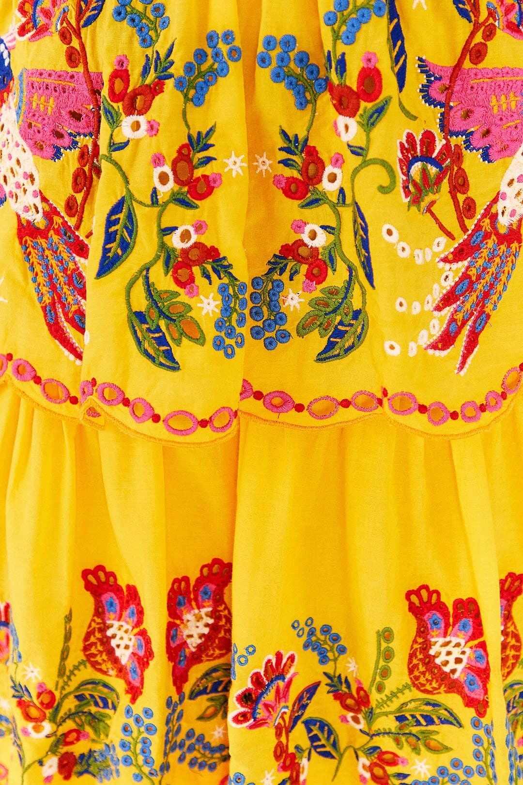 Farm Rio Yellow Embroidered Richelieu Midi Dress 4 Farm Rio Yellow Embroidered Richelieu Midi Dress - Image 4