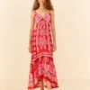 Farm Rio Red Summer Sunrise Maxi Dress