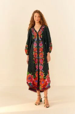 Farm Rio Black Blooming Garden Dress -Farm Rio 306333 04
