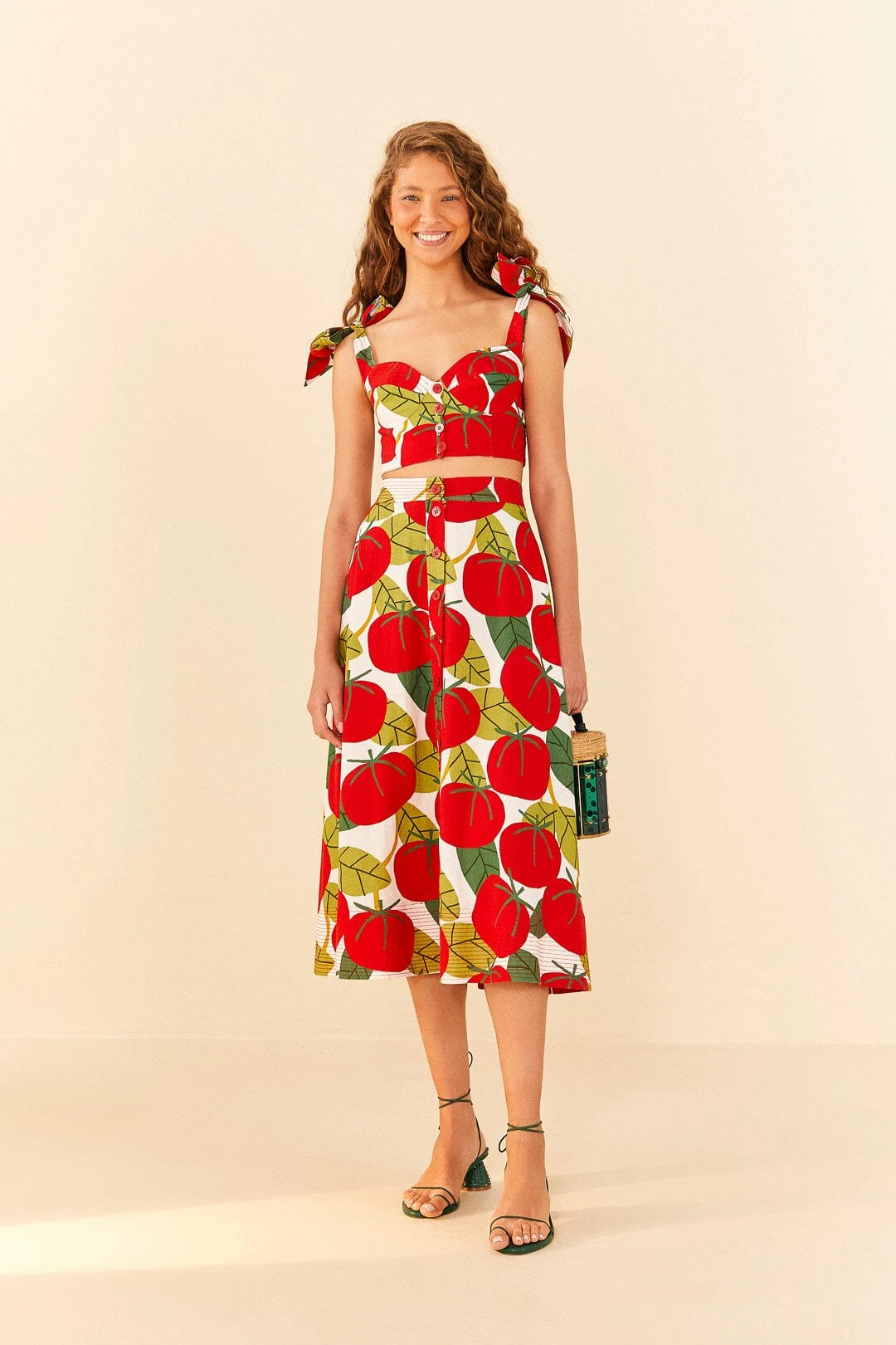Farm Rio Tomato Tie Strap Crop Top 2 Farm Rio Tomato Tie Strap Crop Top - Image 2