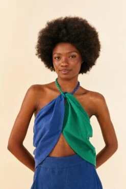 Farm Rio Blue And Green Crop Top