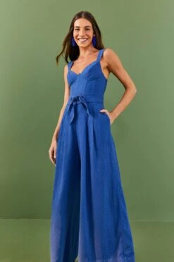 Farm Rio Dark Blue Belted Jumpsuit