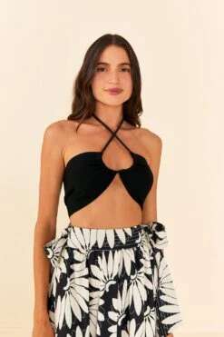 Farm Rio Black Knit Top